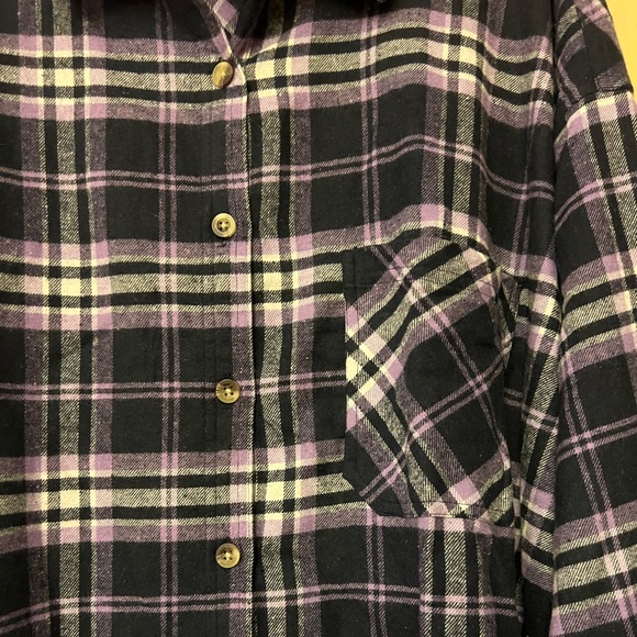 NWT Rue+ Purple/Navy/White Plaid Flannel Shirt - Picture 5 of 15